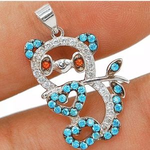 AquaMarine and White Topaz Panda Pendant